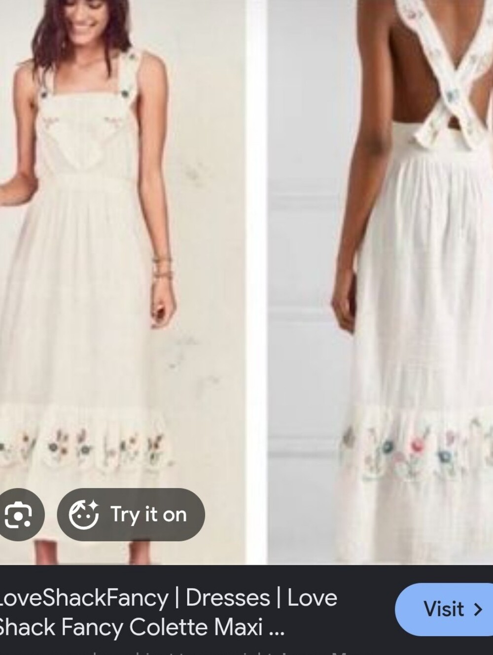 LoveShackFancy Cream Embroidered Colette Maxi Dress